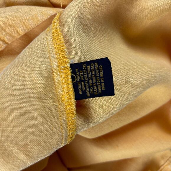 90s Eddie Bauer linen vest, size M vintage womens yellow button down top - Picture 8 of 9